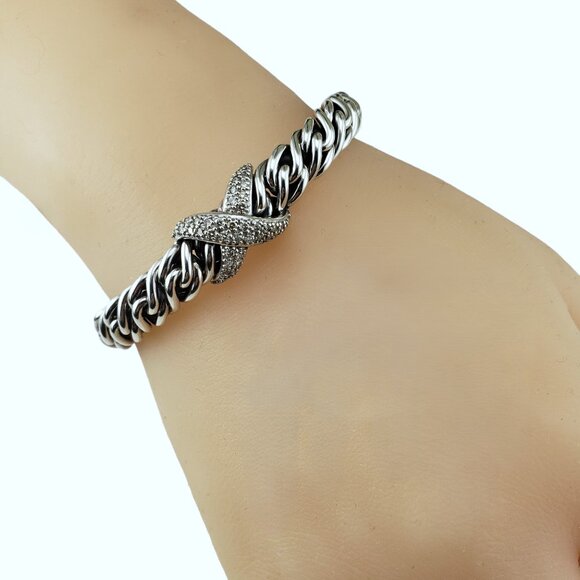 David Yurman Sterling Silver and Diamond Lyrica Bracelet #17078 - Picture 7 of 7